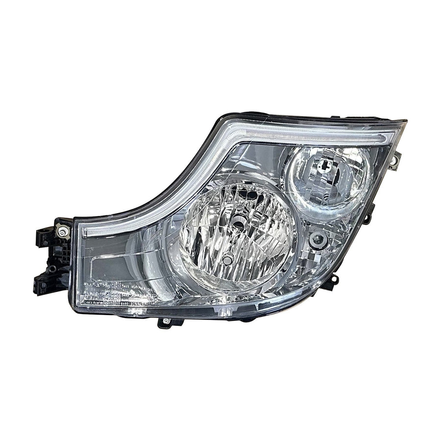 Proiettore Sinistro Manuale Alogeno-Led 24V Con Porta Lampada - Senza Lampadina (H7 - H1 - Led - Py21W) Con Luci Diurne Led - Connettore Rettangolare Posteriore Centrale Destro 6 Pin Senza Centralina - Mercedes - Actros MP4 Cabina Larga - OE A9618205