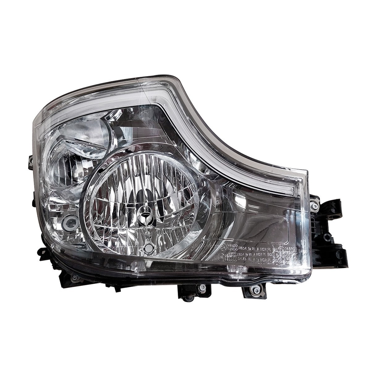Proiettore Destro Manuale Alogeno-Led 24V Con Porta Lampada - Senza Lampadina (H7 - H1 - Led - Py21W) Con Luci Diurne Led - Connettore Rettangolare Posteriore Centrale Sinistro 6 Pin Senza Centralina - Mercedes - Actros MP4 Cabina Larga - OE A9618205