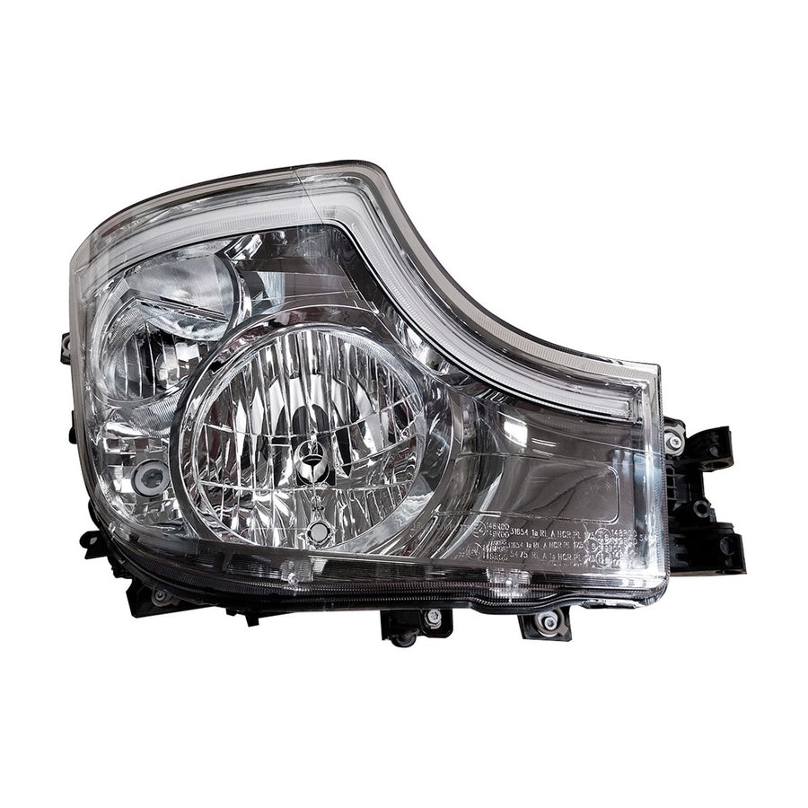 Proiettore Destro Manuale Alogeno-Led 24V Con Porta Lampada - Senza Lampadina (H7 - H1 - Led - Py21W) Con Luci Diurne Led - Connettore Rettangolare Posteriore Centrale Sinistro 6 Pin Senza Centralina - Mercedes - Actros MP4 Cabina Larga - OE A9618205