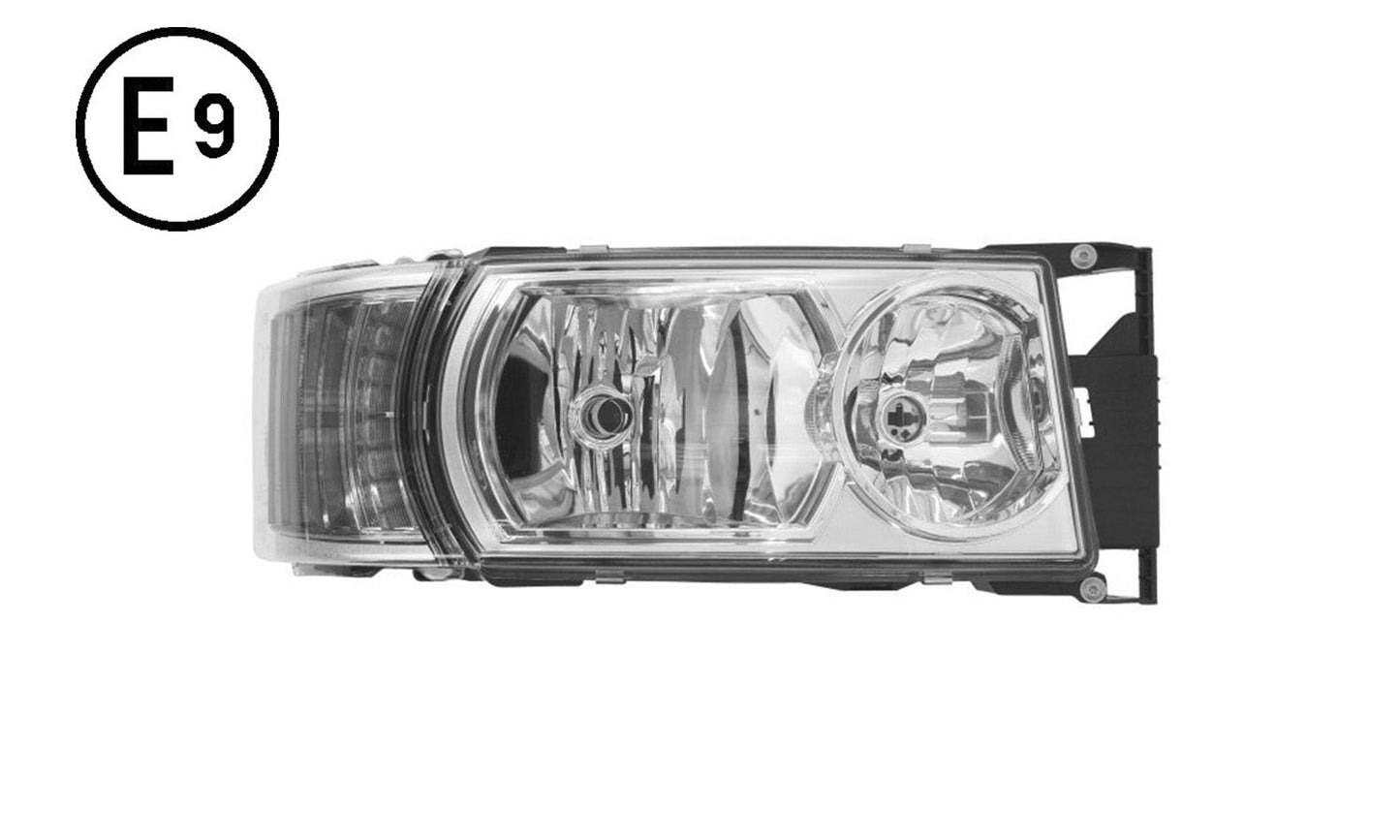 Faro Destro Manuale Alogeno Luce Diurna Base Cromata Senza Lampadina (led - h1 - h21w - h7) Omologato - Scania - Serie R2010 - OE 1949896 - 2241827 - Carrozzeria Truck