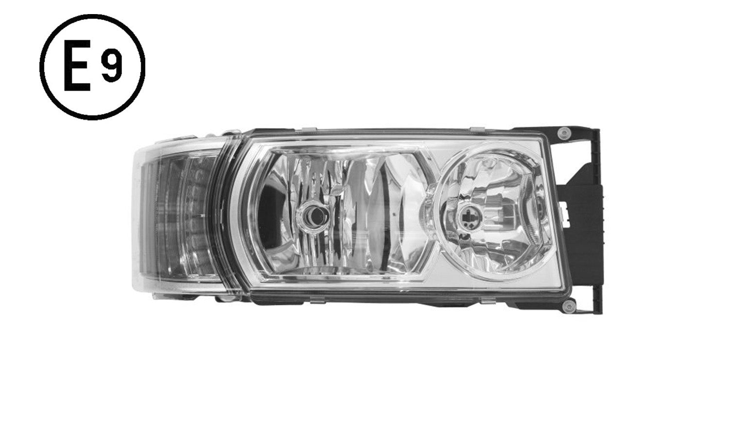 Faro Destro Manuale Alogeno Luce Diurna Base Cromata Senza Lampadina (led - h1 - h21w - h7) Omologato - Scania - Serie R2010 - OE 1949896 - 2241827 - Carrozzeria Truck