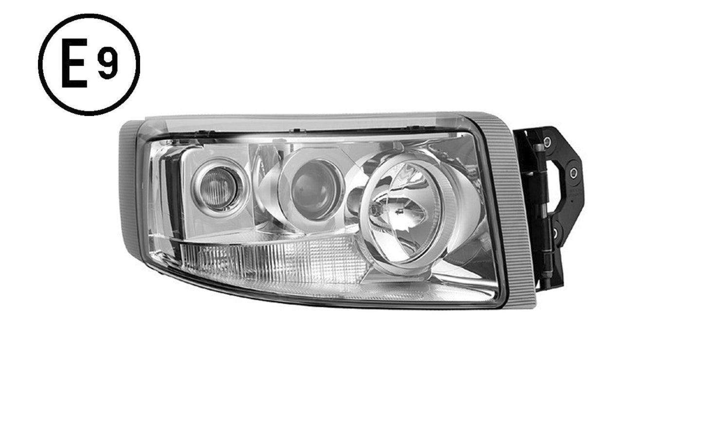 Faro Destro Manuale Cromato (24v - h1 - h3 - H7 - py21w - w5w) Omologato - Renault - Nuovo Premium - OE 5010578476 - Carrozzeria Truck
