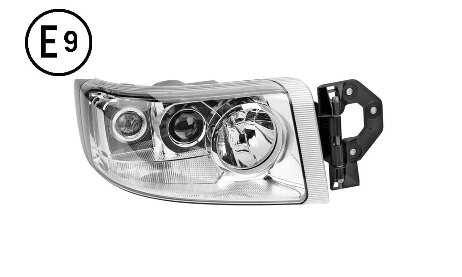 Faro Destro Manuale Cromato (h1 - h3 - h7 - py21w - w5w - lhd) Omologato - Renault - Nuovo Premium - OE 5010578475 - 7482588692 - Carrozzeria Truck