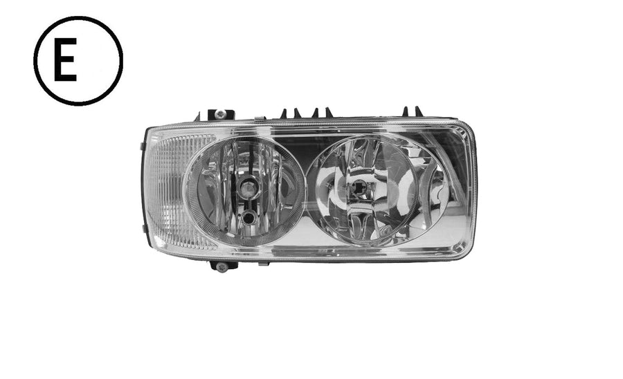 Faro Destro Manuale - elettrico Senza Lampadina (h7 - h1 - p21w - w5w) Omologato - Daf - XF 95 1a - 2a Serie - OE 1699315 - 1641743 - 1641751 - 1699301 - 1743685 - 1699317 - Carrozzeria Truck