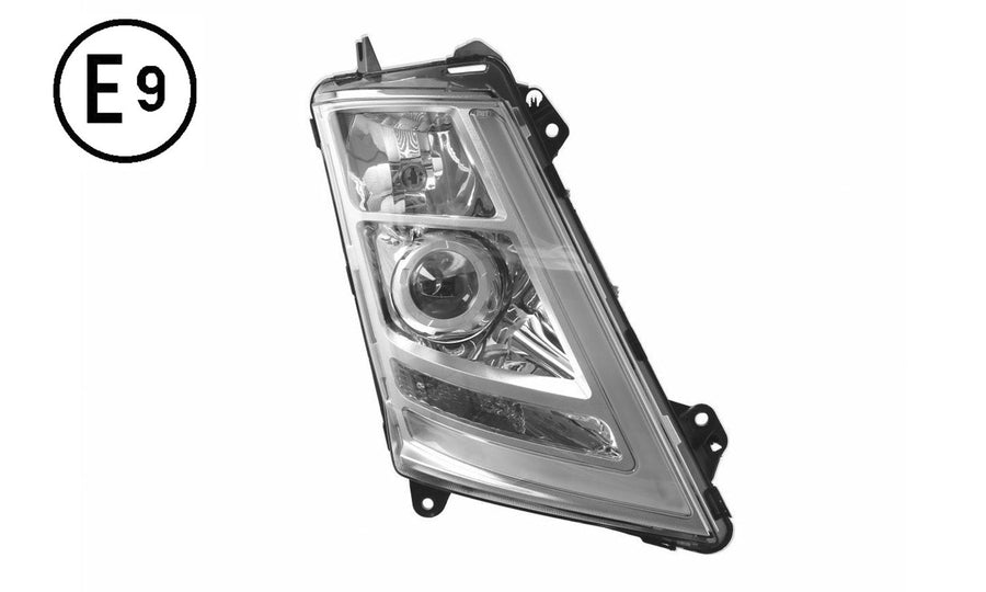 Faro Destro Manuale Xeno Base Cromata Senza Lampadina (d1s - h1 - led) Omologato - Volvo - FM4 - OE 22239244 - 24159375 - Carrozzeria Truck