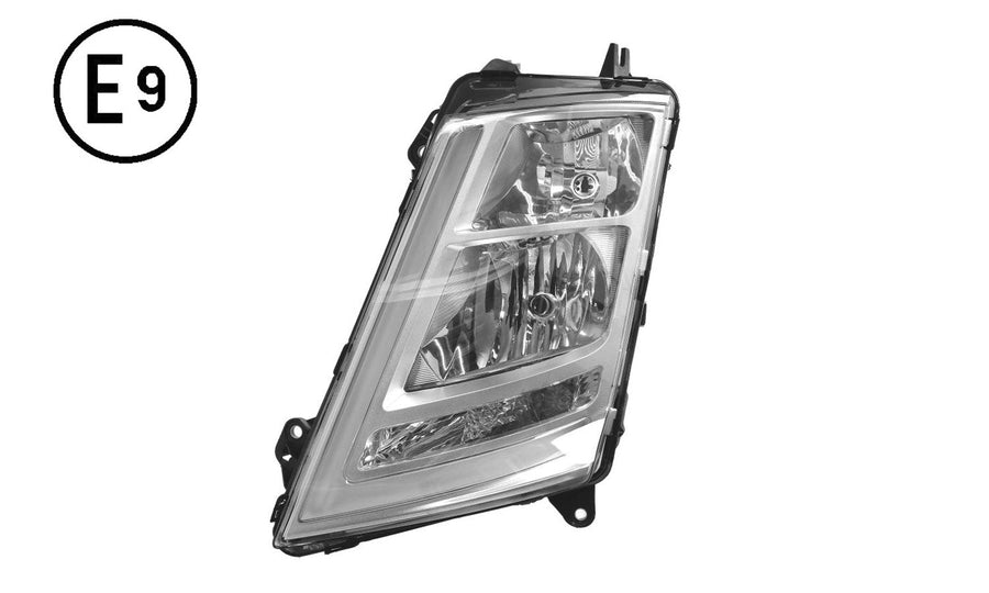 Faro Sinistro Elettrico Con Motore Base Cromata Senza Lampadina (h7 - h1 - py21w - led) Omologato - Volvo - FH4 - OE 21221134 - 22239221 - Carrozzeria Truck