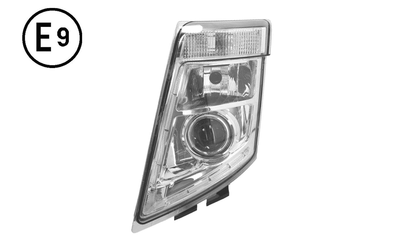 Faro Sinistro Elettrico Senza Motore Base Cromata Senza Lampadina (h7 - py21w - led) Omologato - Volvo - FH3 - OE 21035638 - 21323108 - Carrozzeria Truck