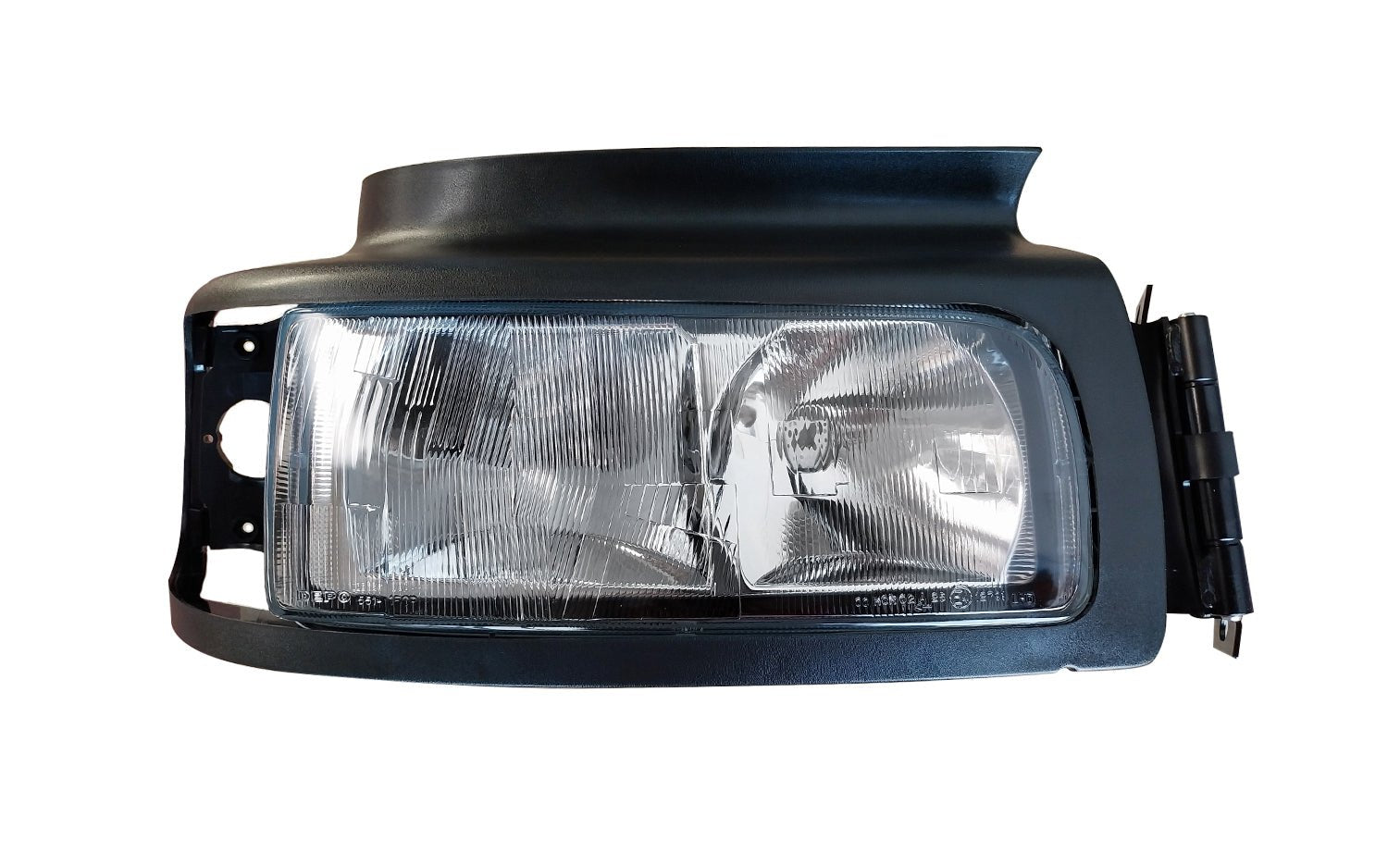 Proiettore Destro Elettrico Con Cornice Alogeno 24V Con Portalampada Senza Lampadina (H1 - H1 - W5W) Connettore Rettangolare Posteriore Centrale 4 Pin - Senza Motorino - Renault - Premium - OE 5010231670 - Carrozzeria Truck