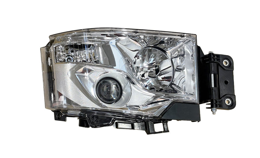 Proiettore Destro Manuale/Elettrico Alogeno 24 V Con Portalampada - Senza Lampadina (H7 - H1 - P21W - W5W) Connettore Rettangolare Posteriore Centrale 6 Pin - Senza Motorino - Renault - Serie T - OE 7482622240 - Carrozzeria Truck