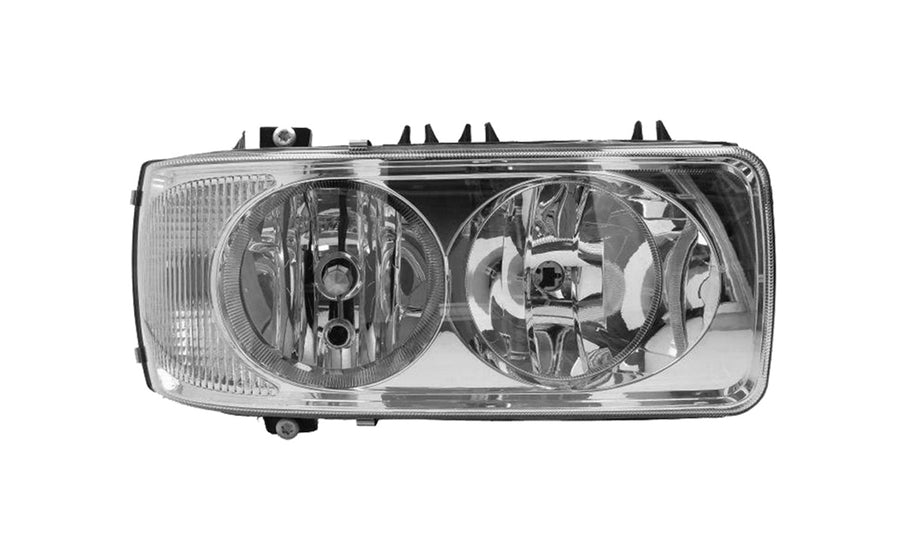 Proiettore Destro Manuale/Elettrico Alogeno 24 V Con Portalampada Senza Lampadina (H7 - H1 - P21W - W5W) Connettore Rotondo Posteriore Centrale 5 Pin Senza Motorino - Daf - XF 105 - OE 1699315 - 1641743 - 1641751 - 1699301 - 1743685 - 1699317 - Carrozzeria Truck