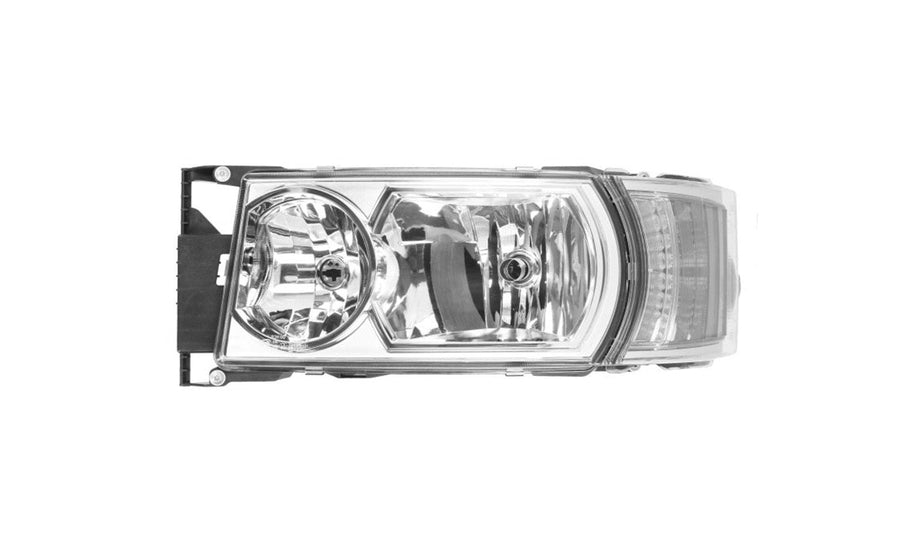 Proiettore Sinistro Elettrico Con Motore Alogeno Luce Diurna Base Cromata Senza Lampadina (Led - H1 - H21W - H7) - Scania - Serie R2010 - OE 2000049 - Carrozzeria Truck