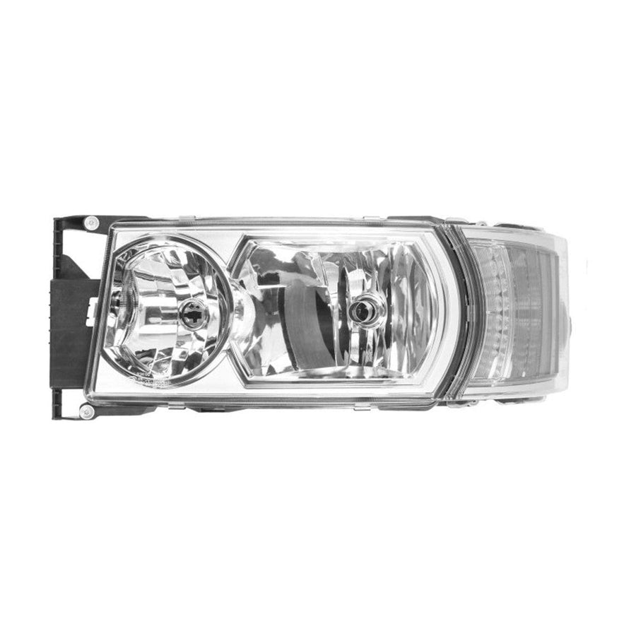 Proiettore Sinistro Elettrico Con Motore Alogeno Luce Diurna Base Cromata Senza Lampadina (Led-H1-H21W-H7) - Scania - Serie R2010 - OE 2000049 - Carrozzeria Truck